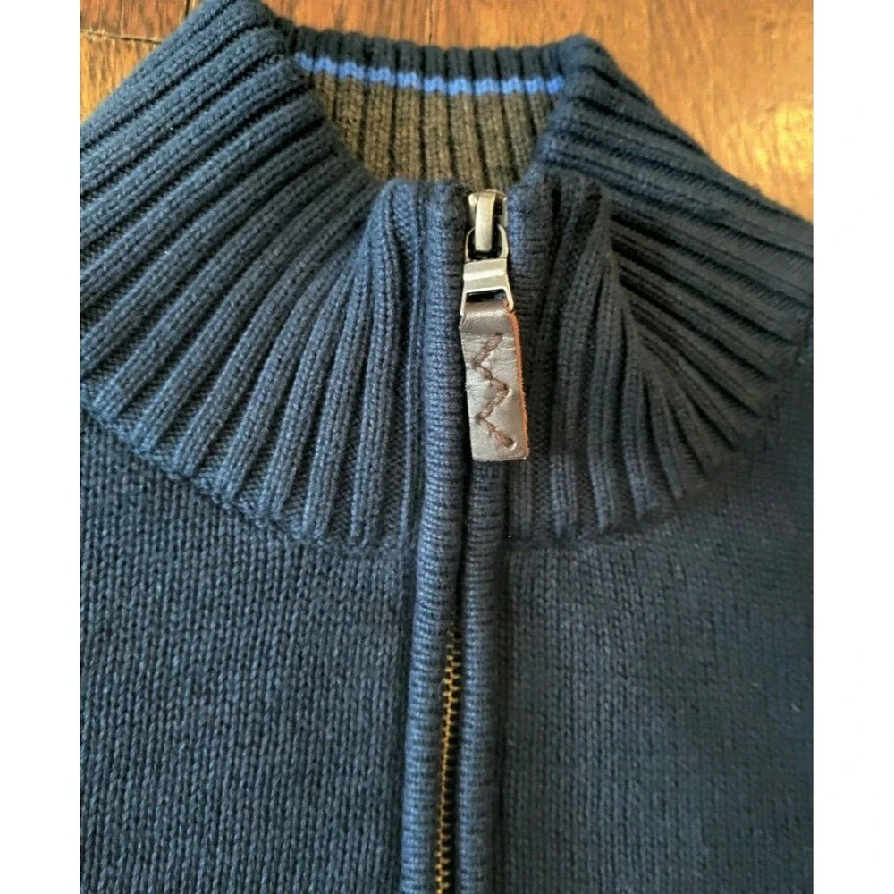 Vintage Eddie Bauer Sweater Men's XL Tall Blue Gray Striped Pullover Cotton - Picture 3 of 7